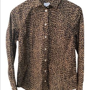 J. Crew Factory Poplin Leopard Signature Fit Long Sleeve Button Front Shirt S